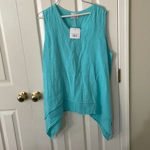 NWT La FIXSUN Light Blue Double Layer Linen Tank